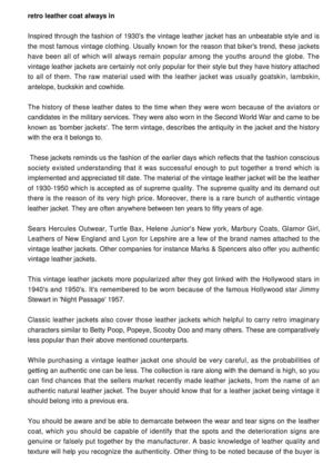 Vintage Leather Coat: Always in fashion.