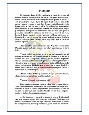CUENTO PINOCHO 3º CICLO