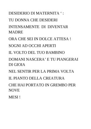 DESIDERIO  DI MATERNITA' 