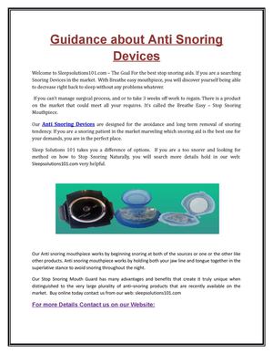 Safe Snorting Booklets Calaméo - Guidance about Anti Snoring Devices