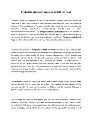 Production process of tungsten carbide roll rings