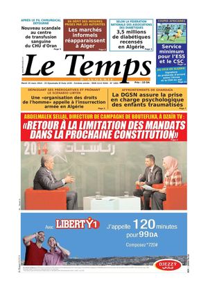 Le Temps d'Algérie Edition du Mardi 25 Mars 2014
