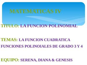 LA FUNCIÓN POLINOMIAL
