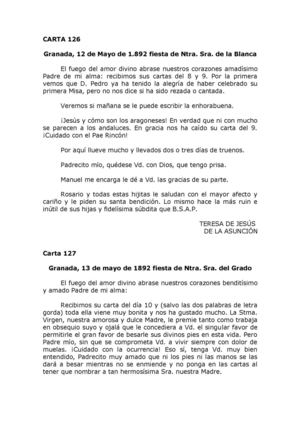 Cartas de  126 a 200 - De Mayo a Diciembre de 1.892