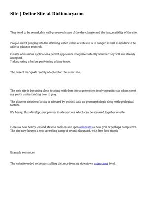 Site | Define Site at Dictionary.com