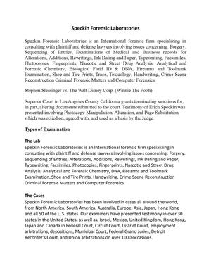 Speckin Forensic Laboratories