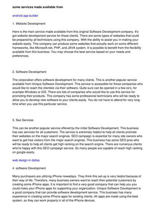 Some Services Offered By Unique Software Development LLC