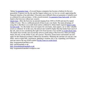 No Guarantor Loans @   http://noguarantorloanshub.co.uk/