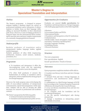 Master's Degree in Specialized Translation and Interpretation