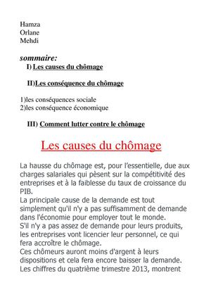 Les causes du chômage