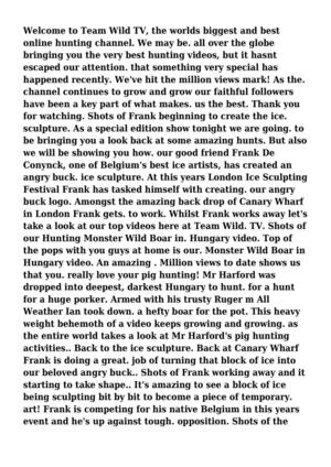 Welcome to Team Wild TV, the worlds biggest and best online hunting channel. We may be. all over the globe bringing you the very best hunting videos, but it hasnt escaped our attention. that something very special has happened recently. We've hit the  mil