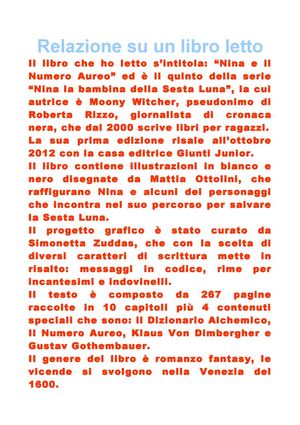 Relazione su "Nina e il Numero Aureo" (Ileana)