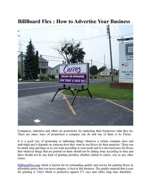 BillBoard Flex : How to Advertise Your Business 
