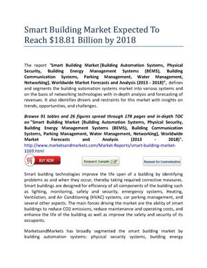 Smart Building Market Expected To Reach $18.81 Billion by 2018