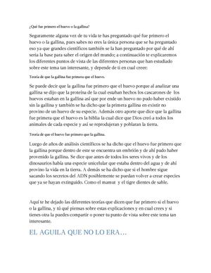 que fue primero el huevo o la gallina