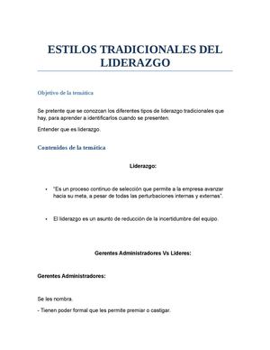 Estilos Tradicionales de Liderazgo