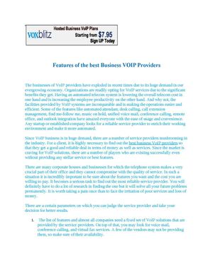 Features of the best Business VOIP Providers