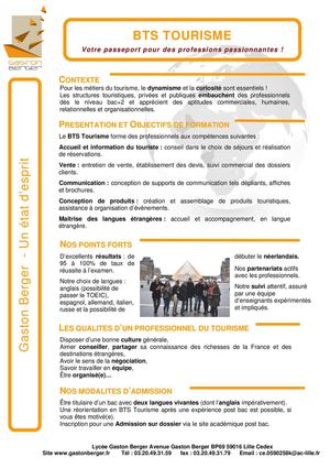Présentation BTS Tourisme Gaston Berger
