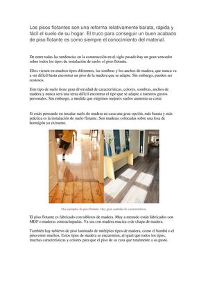 ¿Pensando en instalar piso flotante?