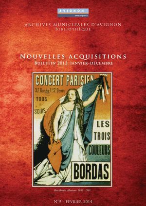 Bibliothèque des Archives d'Avignon. Acquisitions 2013