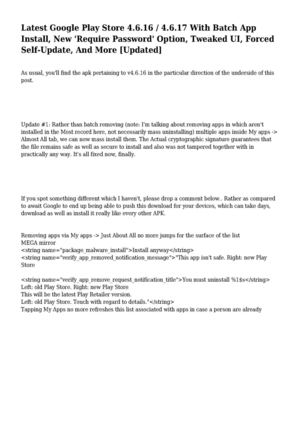 Latest Google Play Store 4.6.16 / 4.6.17 With Batch App Install, New 'Require Password' Option, Tweaked UI, Forced Self-Update, And More [Updated]