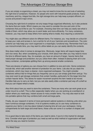 The Advantages Of Various Storage Bins