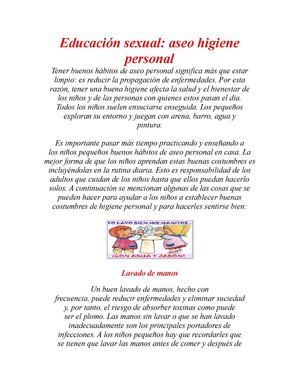 Educación sexual: higiene personal