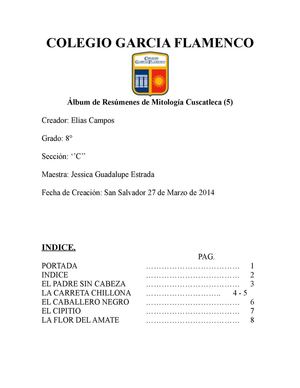 Album: Resumenes de Leyendas de la Mitologia Cuscatleca