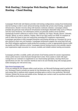 Web Hosting | Enterprise Web Hosting Plans - Dedicated Hosting - Cloud Hosting