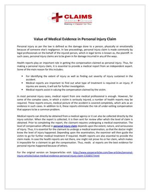 Value of Medical Evidence in Personal Injury Claim 
