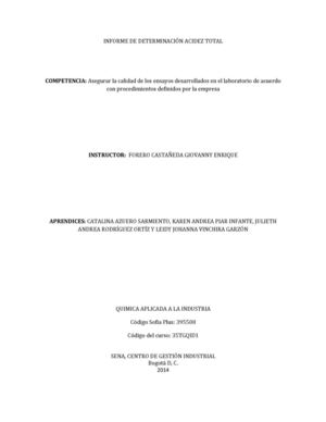 INFORME DE DETERMINACIÓN ACIDEZ TOTAL