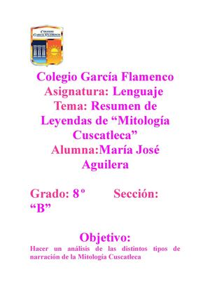 Resumen de Leyendas Mitología Cuscatleca 