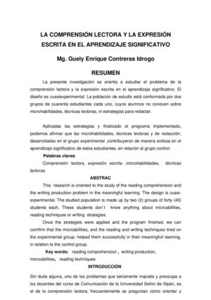 Comprensión Lectora y Expresión Escrita en el Aprendizaje Significativo