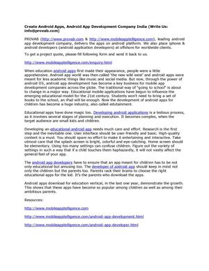 Create Android Apps, Android App Development Company India (Write Us: info@provab.com)