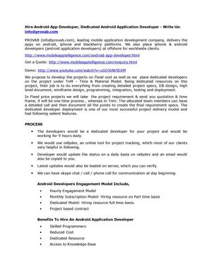 Hire Android App Developer, Dedicated Android Application Developer - Write Us: info@provab.com 