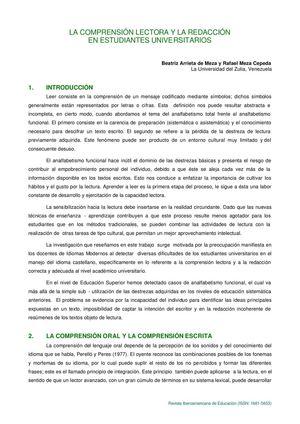 La comprensión lectora y la redacción en estudiantes universitarios