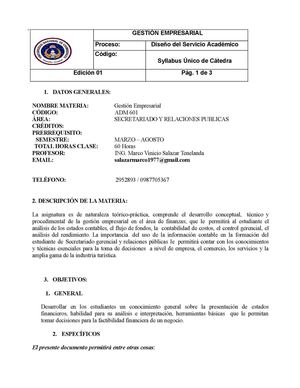 Silabo GESTIÓN EMPRESARIAL