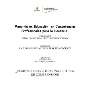 Ensayo de comprensión lectora