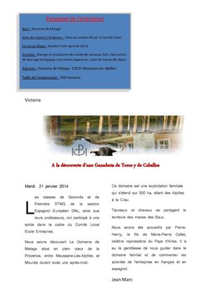 Journal de la visite au domaine de Malaga