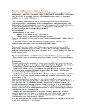 Tipos de medicamentos para la diabetes