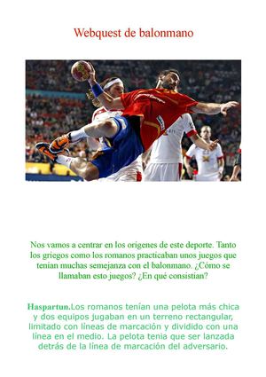 Web Quest de Balonmano