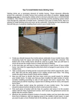 Tips To Install Mobile Home Skirting Vents