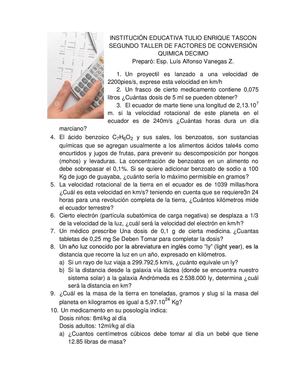 Factores de Conversión Taller N° 3