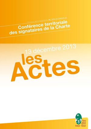 Les Actes du 13 décembre 2013 - Conférence territoriale des Signataires de la Charte