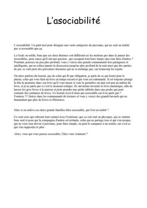L'asociabilité