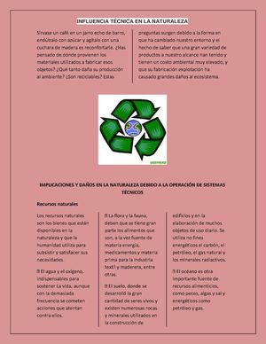 INFLUENCIA TÉCNICA EN LA NATURALEZA