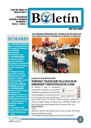 Boletin Informativo FHyCS-UNaM Ed. 79/ 31 DE MARZO 2014