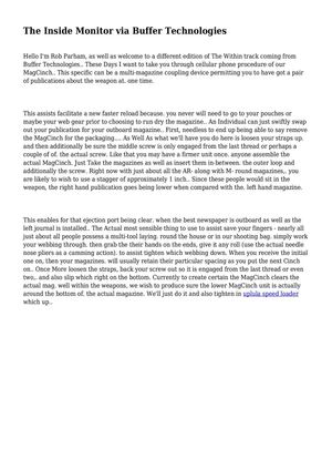 The Inside Monitor via Buffer Technologies