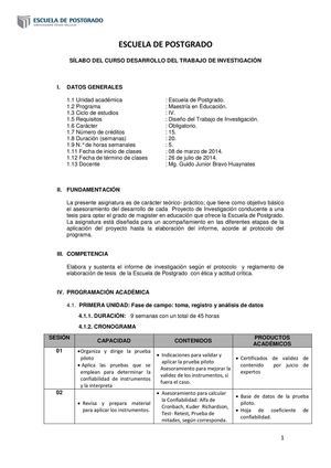 Silabo Desarrollo del Trabajo de Investigación