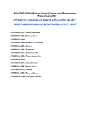 ASHFORD ECO 204 Entire Course _ Principles of Microeconomics _NEW SYLLABUS_